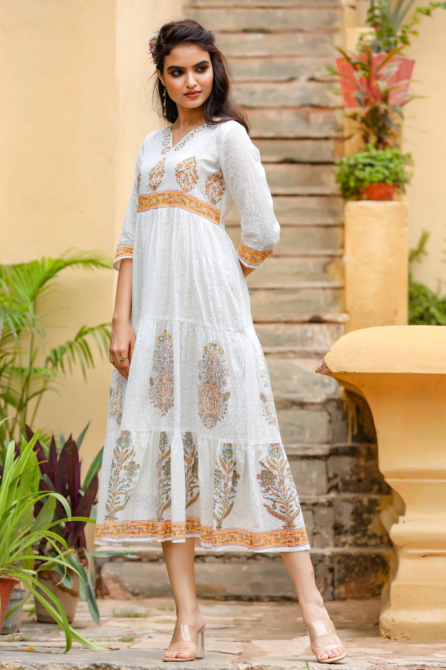 Women's White Tired Dress