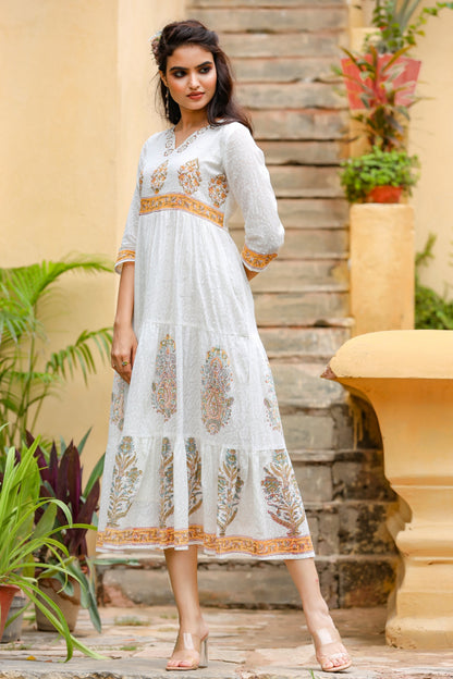 Women's White Tired Dress