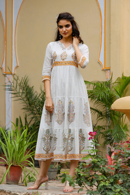 Women's White Tired Dress