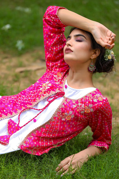 Women's White & Pink Dress With Jacket