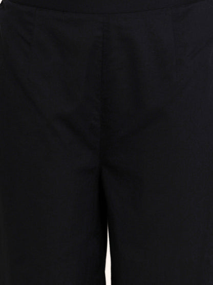 Women's Black Embroidered Kurta With Palazzos
