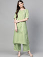 Women's Green Solid Kurta With Palazzos