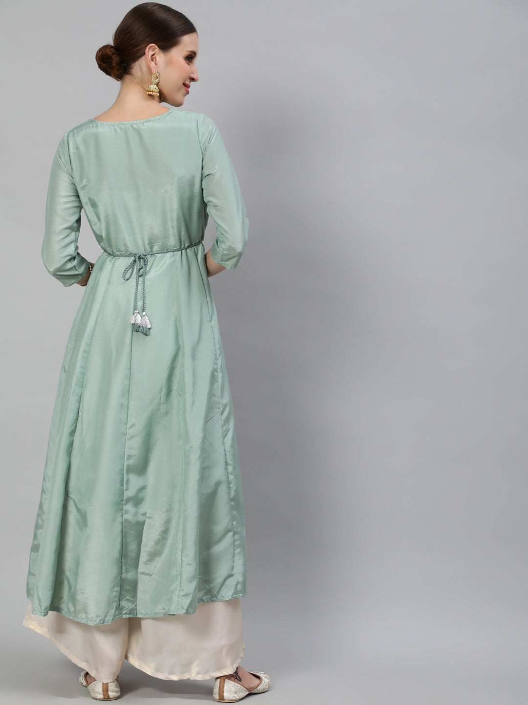 Women's Pastel Green Flared Anarkali