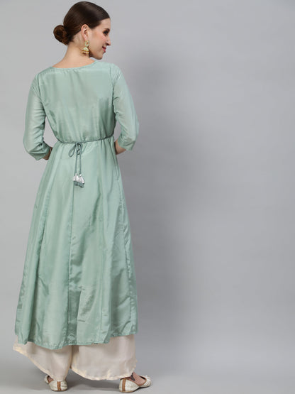 Women's Pastel Green Flared Anarkali