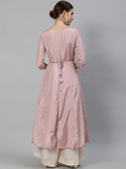 Women's Rose Gold Flared Anarkali