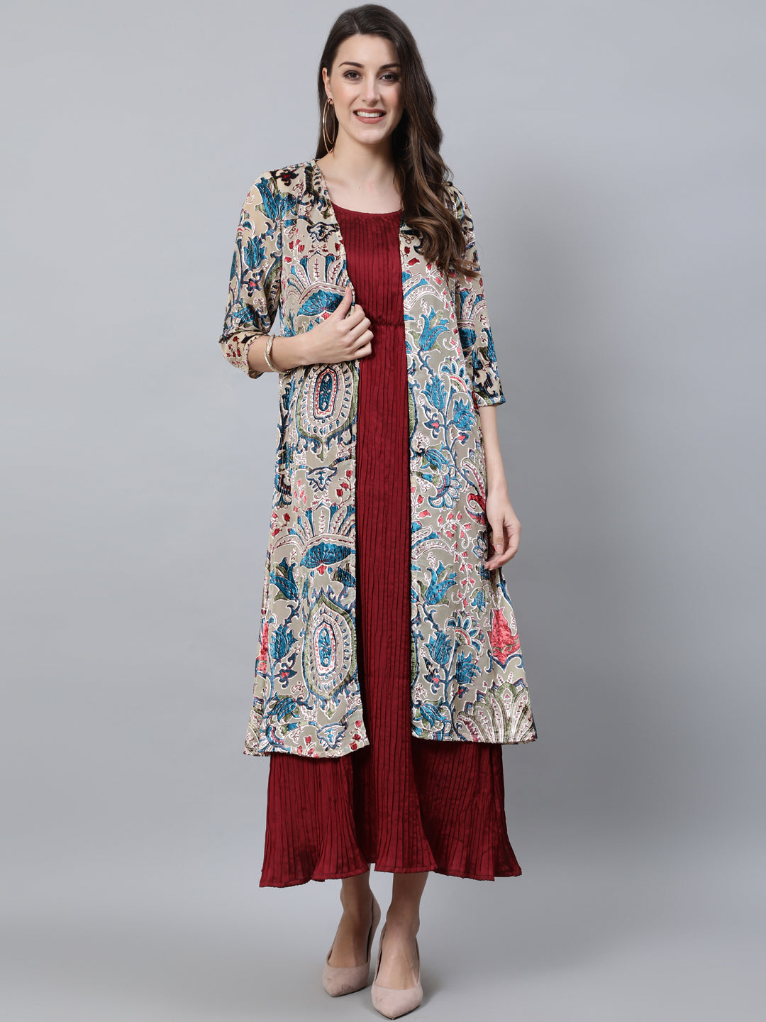Women's Multicolor Velvet Barsso Floral Design Jacket