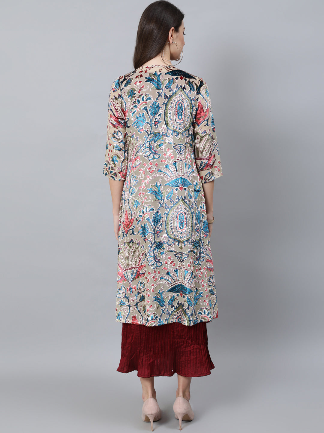 Women's Multicolor Velvet Barsso Floral Design Jacket