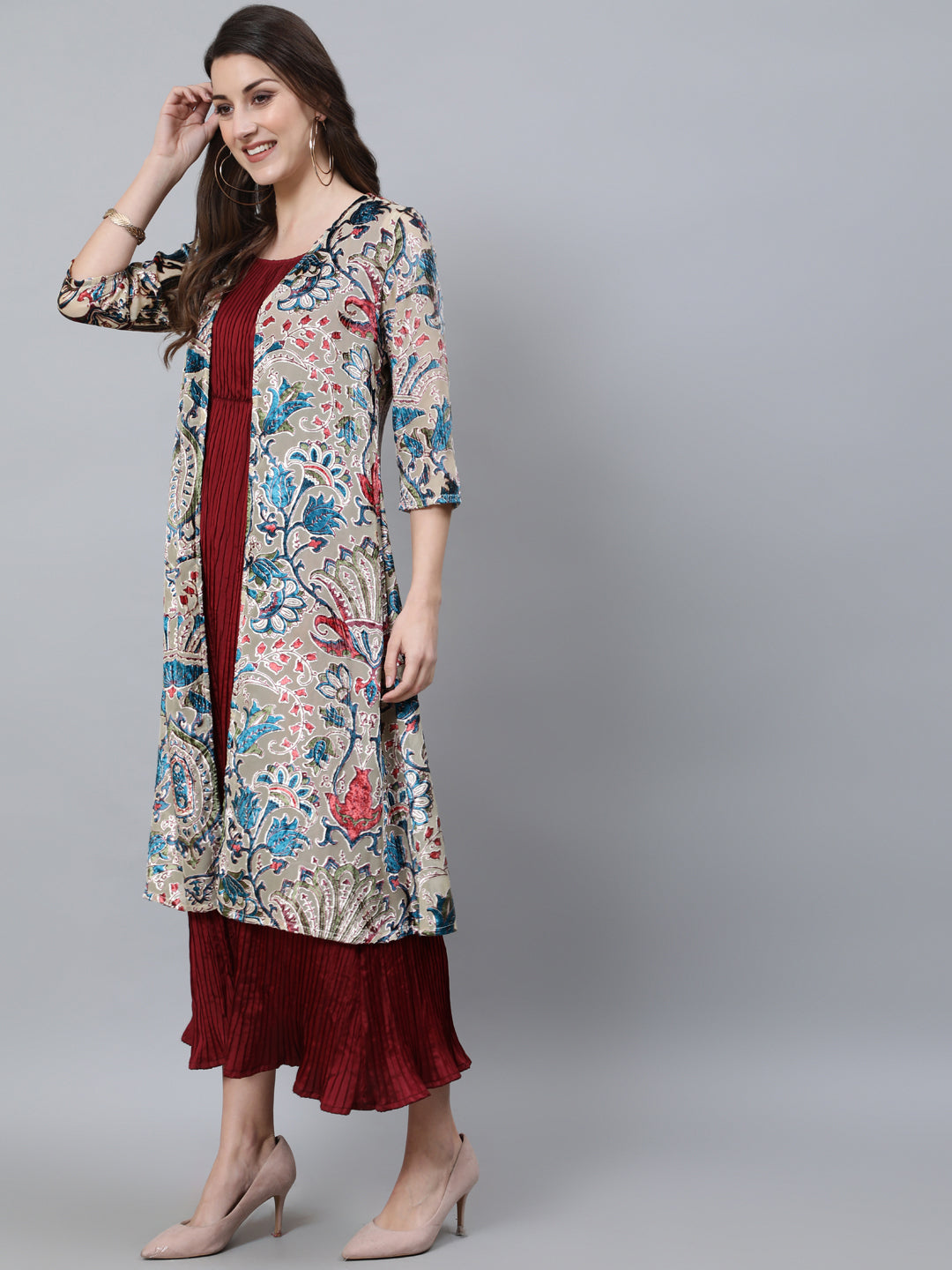 Women's Multicolor Velvet Barsso Floral Design Jacket
