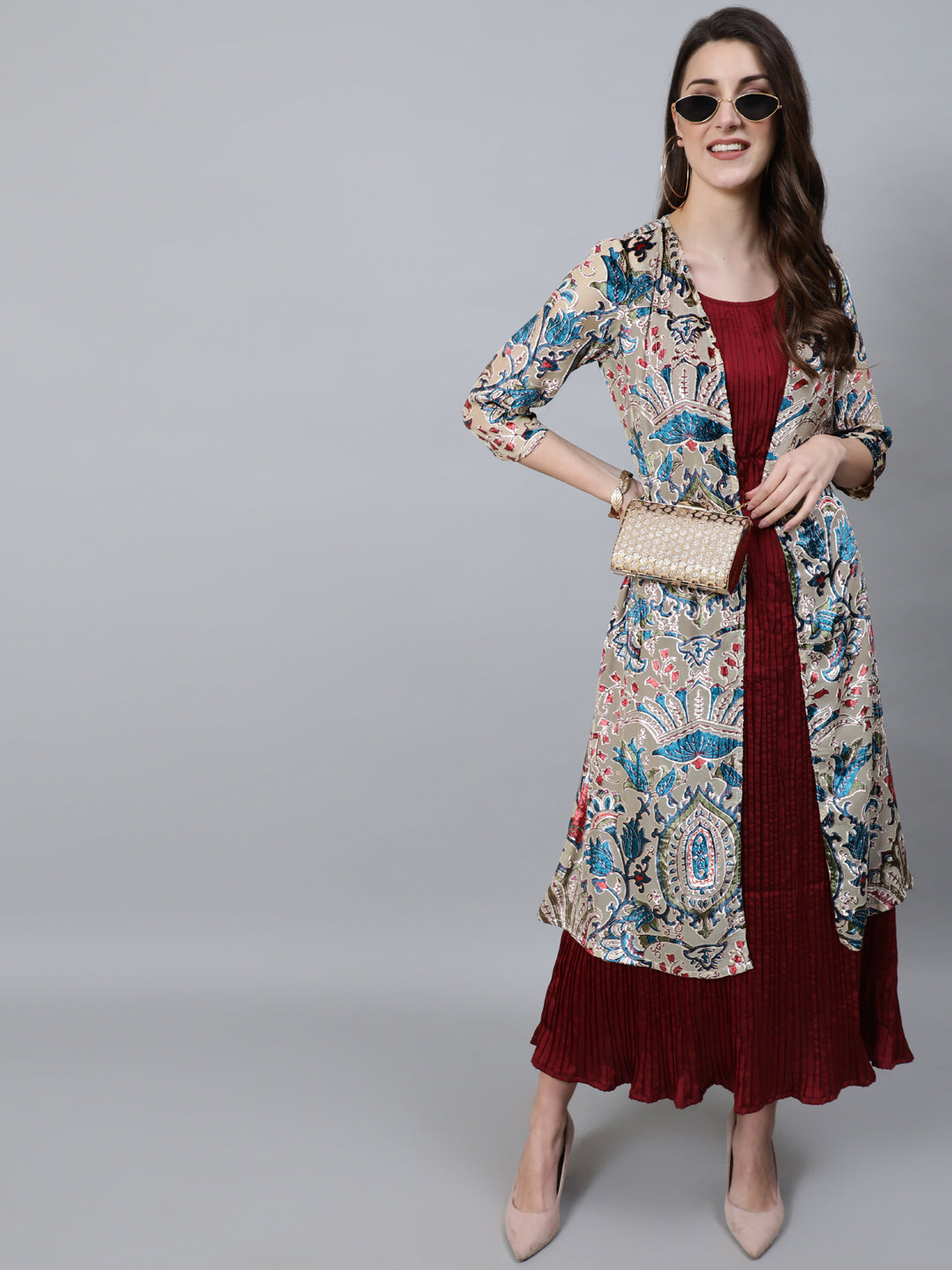 Women's Multicolor Velvet Barsso Floral Design Jacket