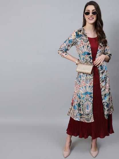 Women's Multicolor Velvet Barsso Floral Design Jacket