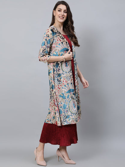 Women's Multicolor Velvet Barsso Floral Design Jacket