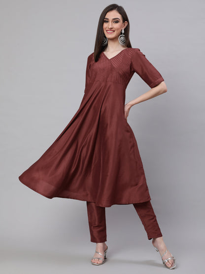 Women's Brown Sequined Yoke Anarkali