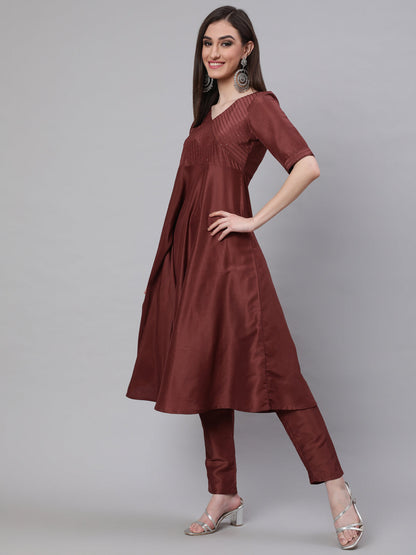 Women's Brown Sequined Yoke Anarkali