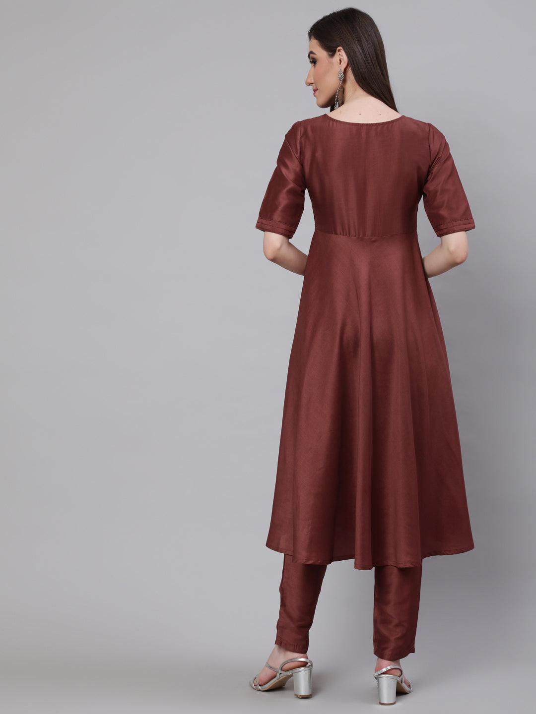 Women's Brown Sequined Yoke Anarkali