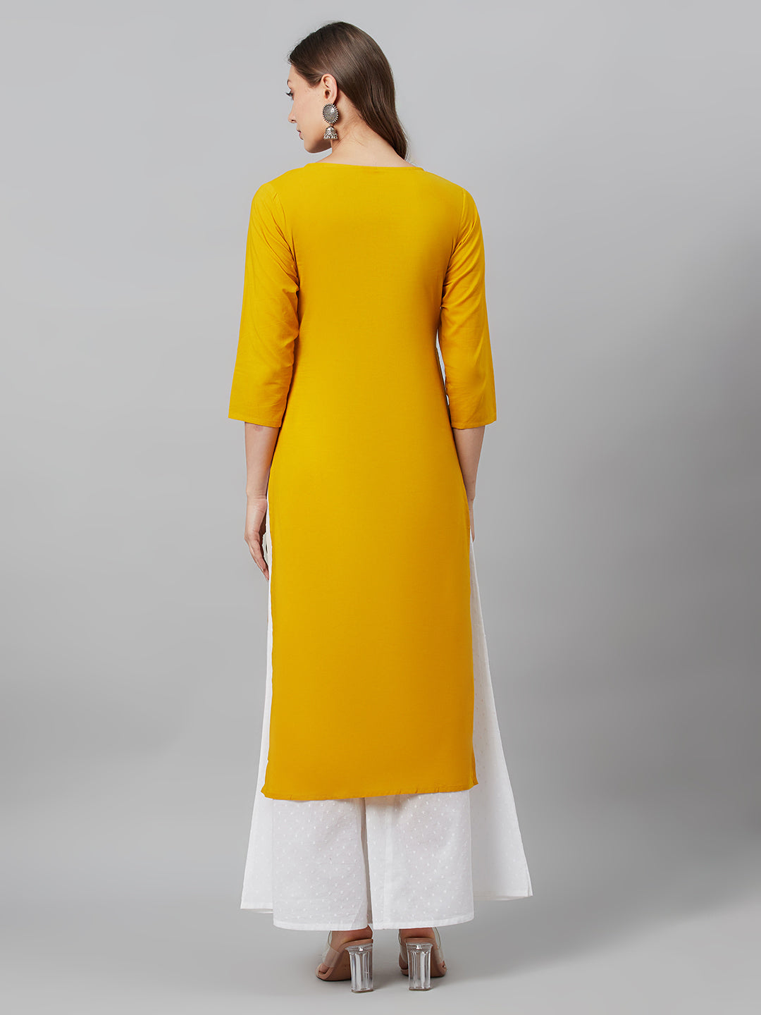Women's Mustard Embroidered Kurta