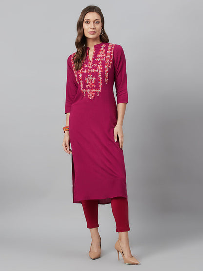 Women's Purple Embroidered Kurta