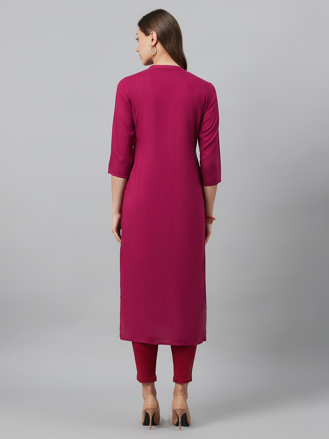 Women's Purple Embroidered Kurta