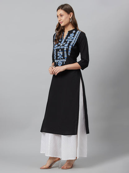 Women's Black Embroidered Kurta