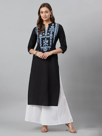 Women's Black Embroidered Kurta