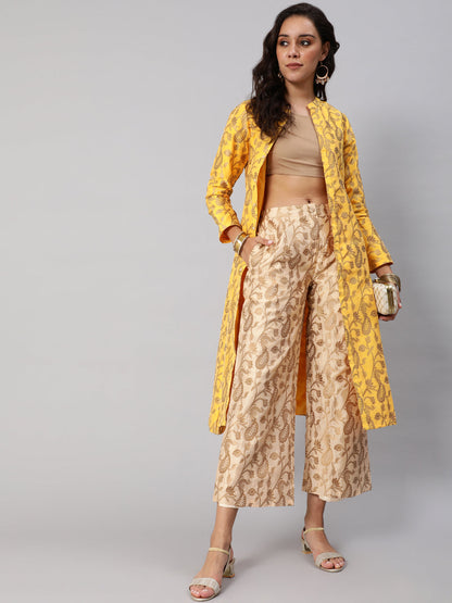 Women's Beige Jacquard Palazzo