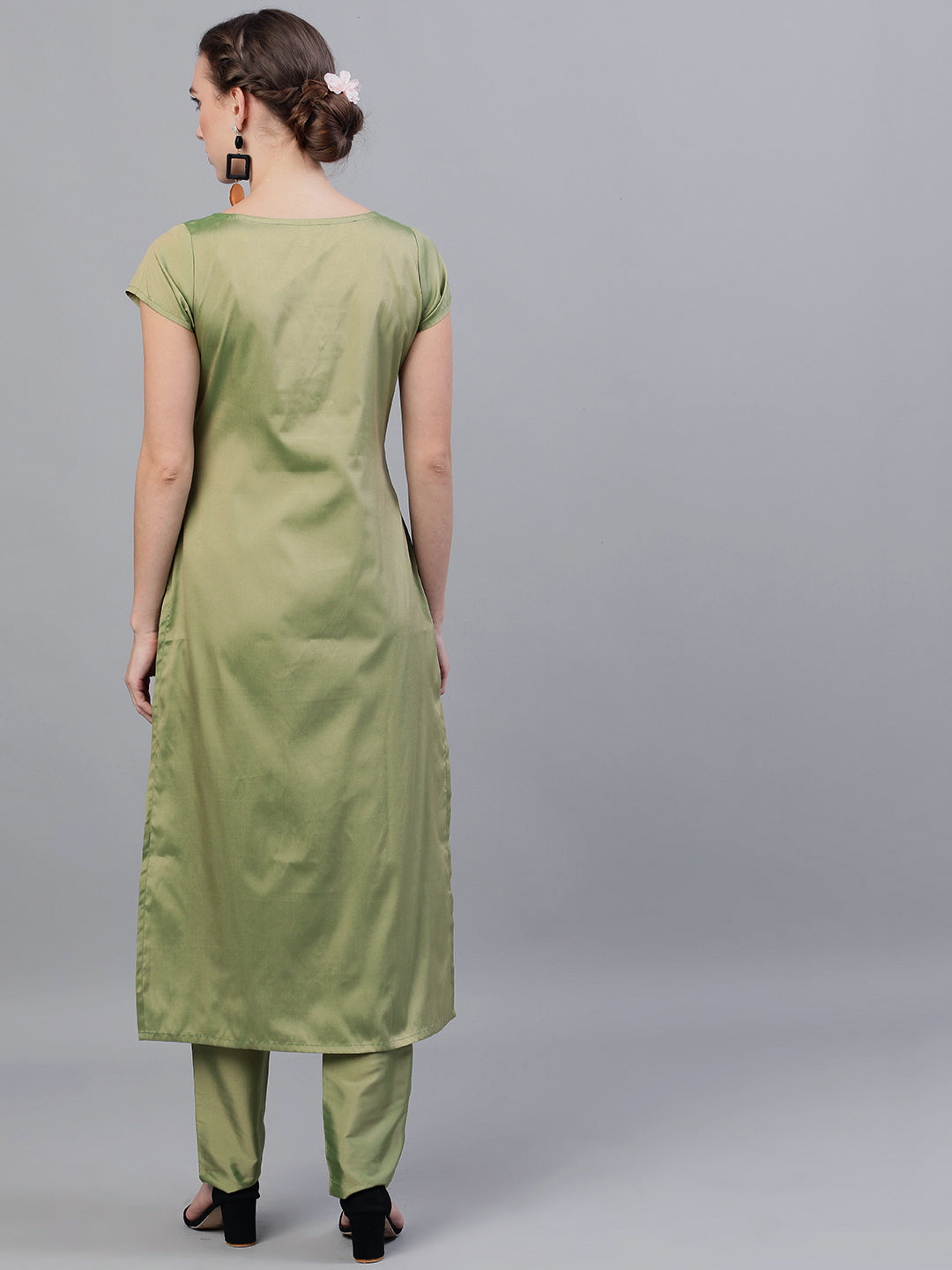 Women's Green Floral Print Kurta With Pant