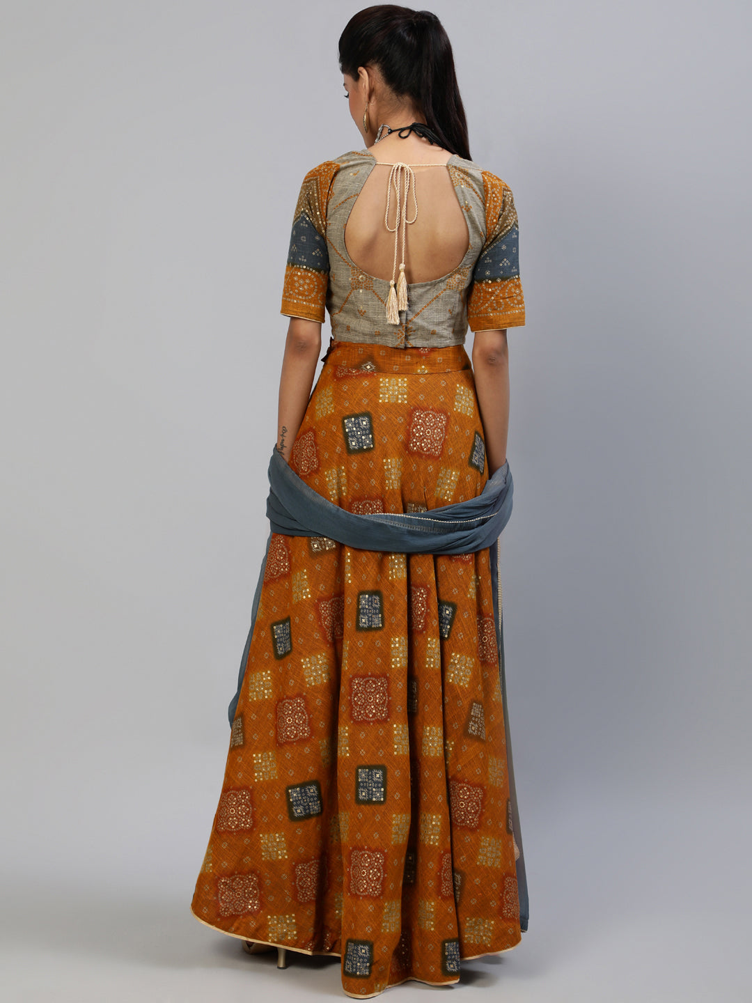 Women's Mustard Gold Printed Lehenga Choli With Dupatta