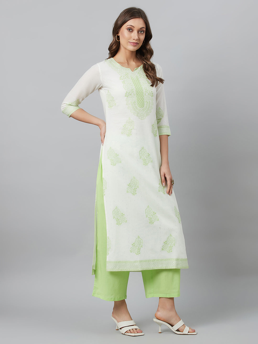 Women's Green Embroidered Kurta Palazzo With Dupatta