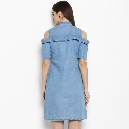 Women's Denim Cold Shoulder Dress