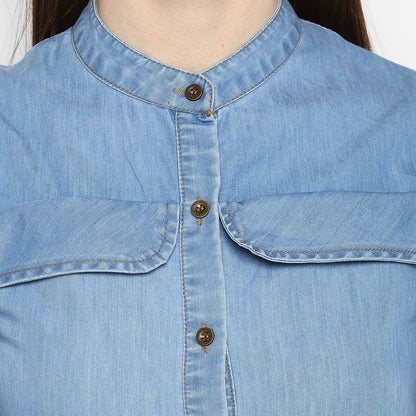 Women's Denim Cold Shoulder Dress