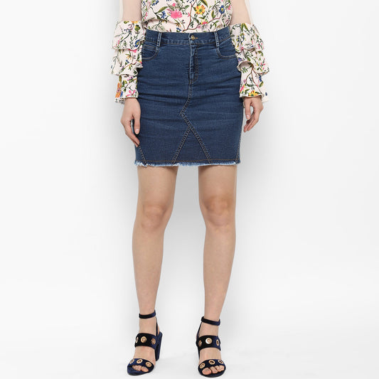 Women's Denim Skirt with Stitch Detail