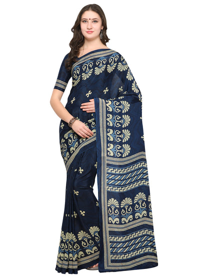 Women's Blue Chiffon Geometric Print Saree