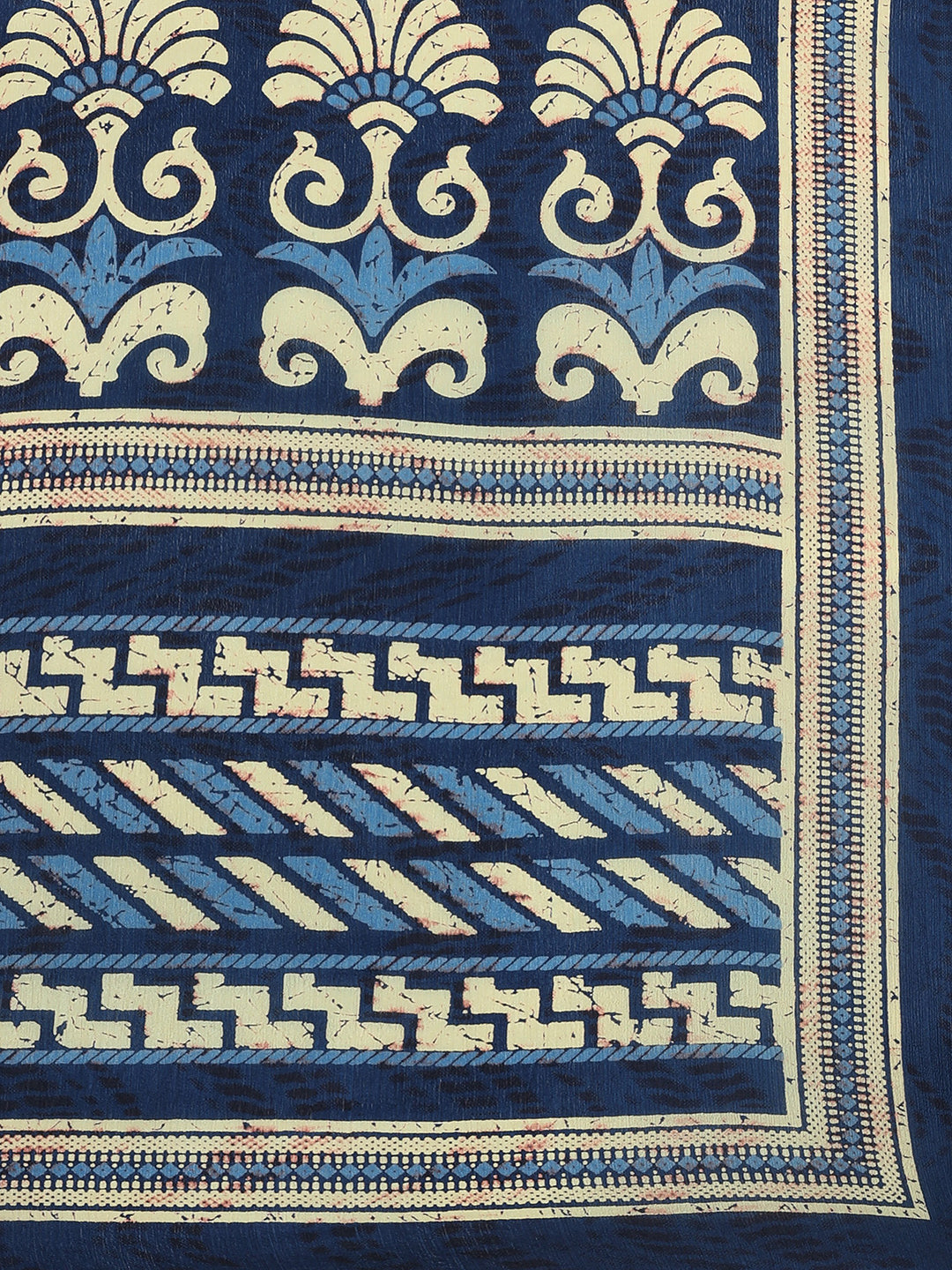 Women's Blue Chiffon Geometric Print Saree