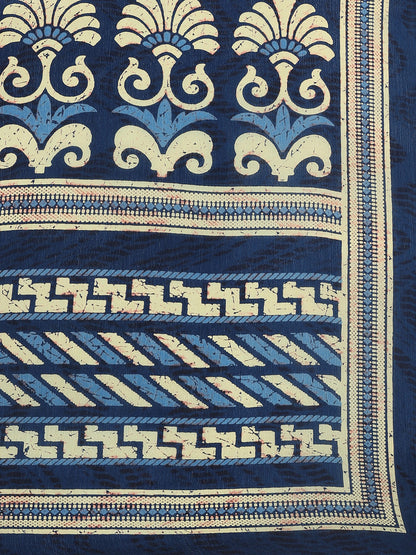 Women's Blue Chiffon Geometric Print Saree