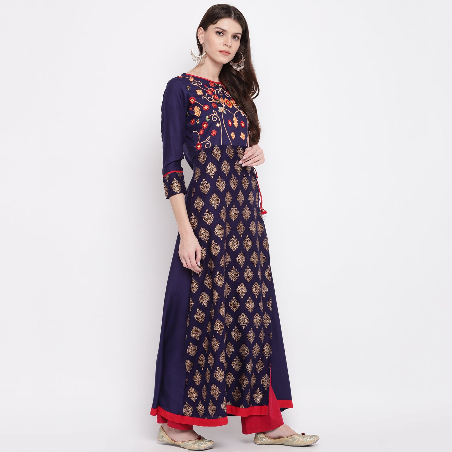 Women's Blue Color Rayon A-Line Kurta Only