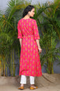 Women's Fuschia Rayon Embroidered Jacket Style Kurta