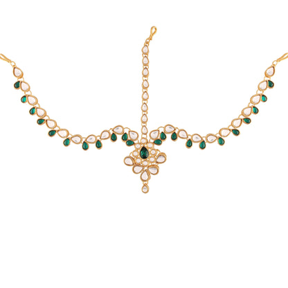 Women's 18K Gold Plated Kundan Studded Bridal Matha Patti