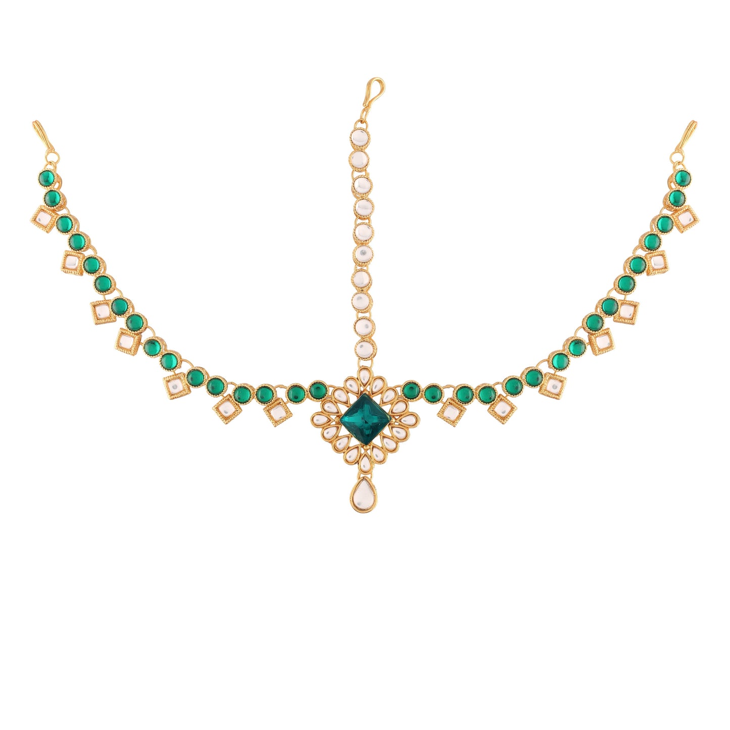 Women's 18K Gold Plated Kundan Studded Bridal Matha Patti