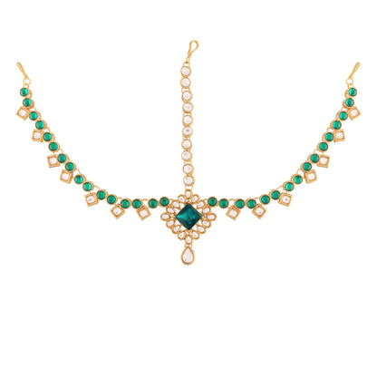 Women's 18K Gold Plated Kundan Studded Bridal Matha Patti