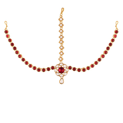 Women's 18K Gold Plated Kundan Studded Bridal Matha Patti