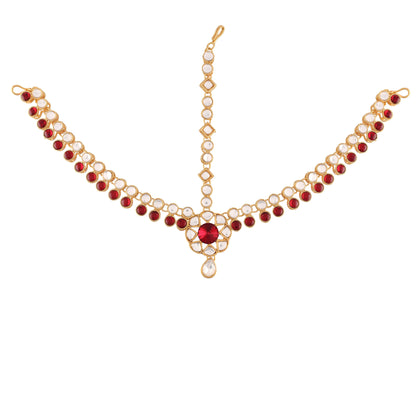 Women's 18K Gold Plated Kundan Studded Bridal Matha Patti