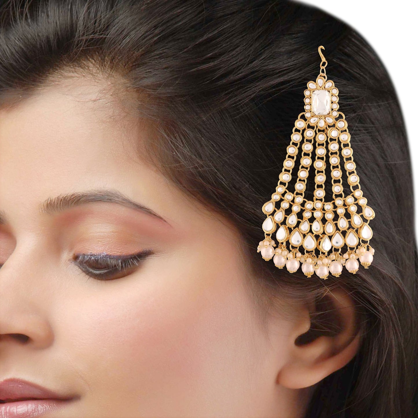 Women's 18k-gold-plated-beautiful-long-pearl-kundan-jhumar-passa-6