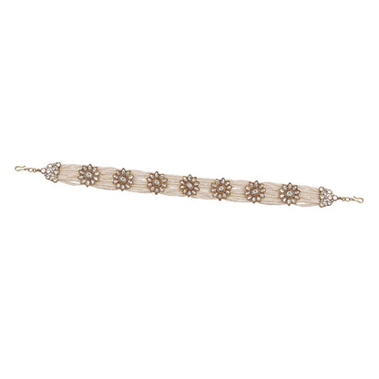 Women's 18k Gold Plated Floral Kundan Pearl Studde Sheeshpatti