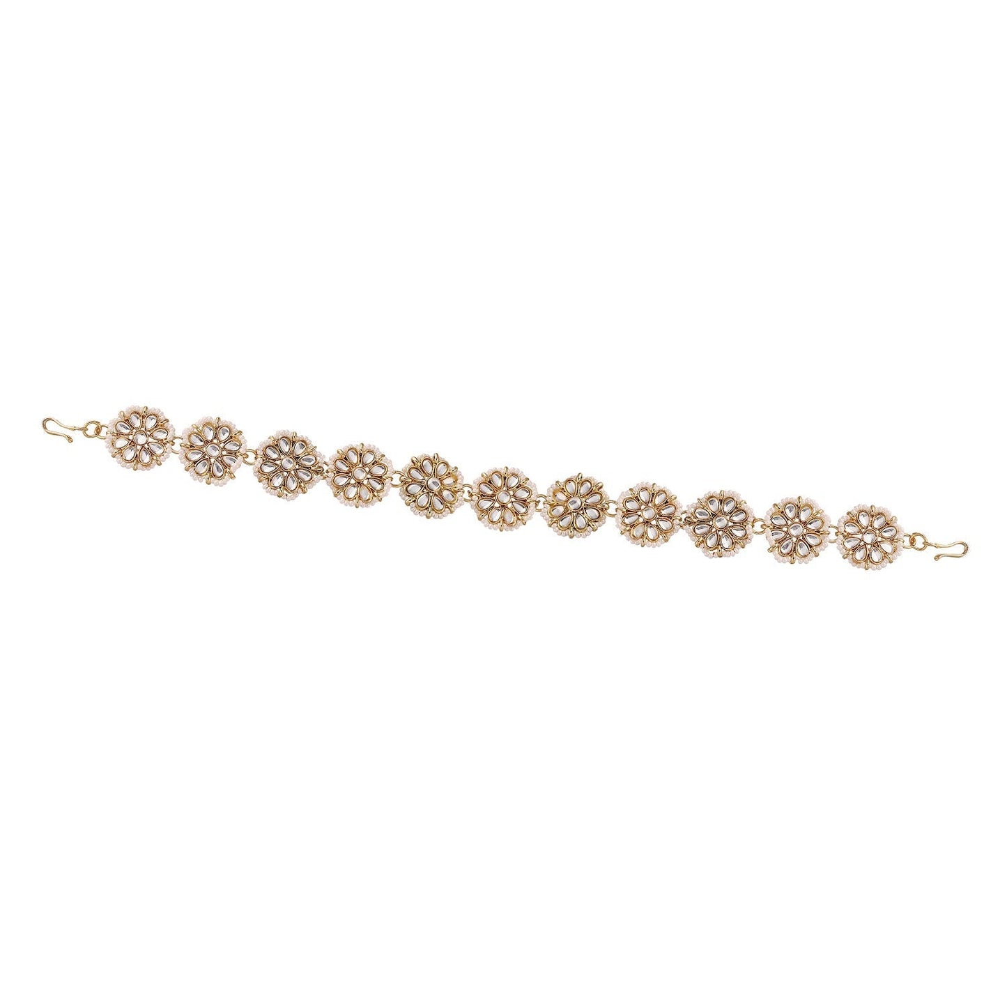 Women's 18k Gold Plated Floral Kundan Pearl Studde Sheeshpatti