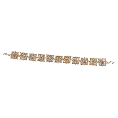 Women's 18k Gold Plated Floral Kundan Pearl Studde Sheeshpatti