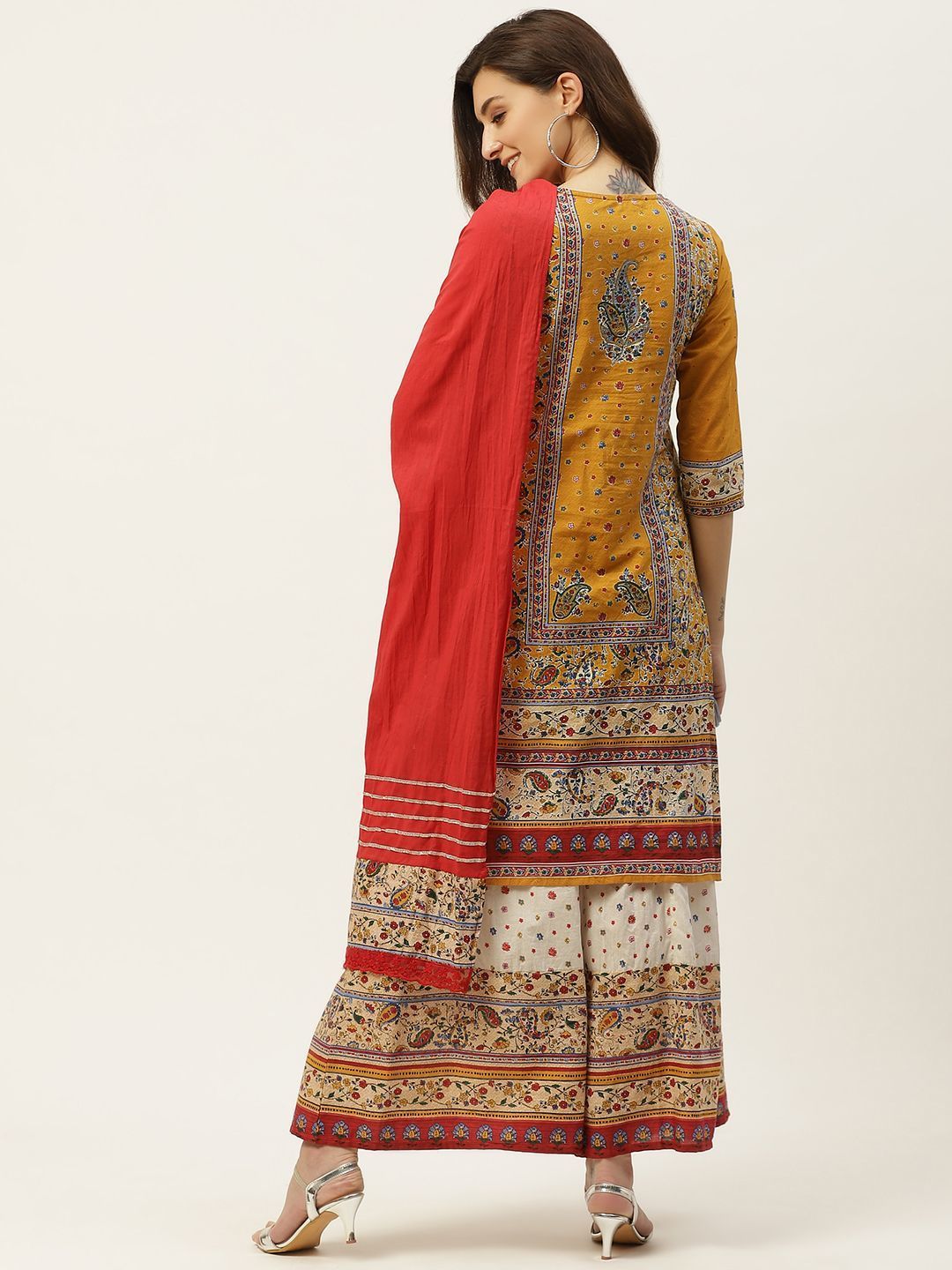 Women's Printed Straight Kurta Palazzo Dupatta Set2