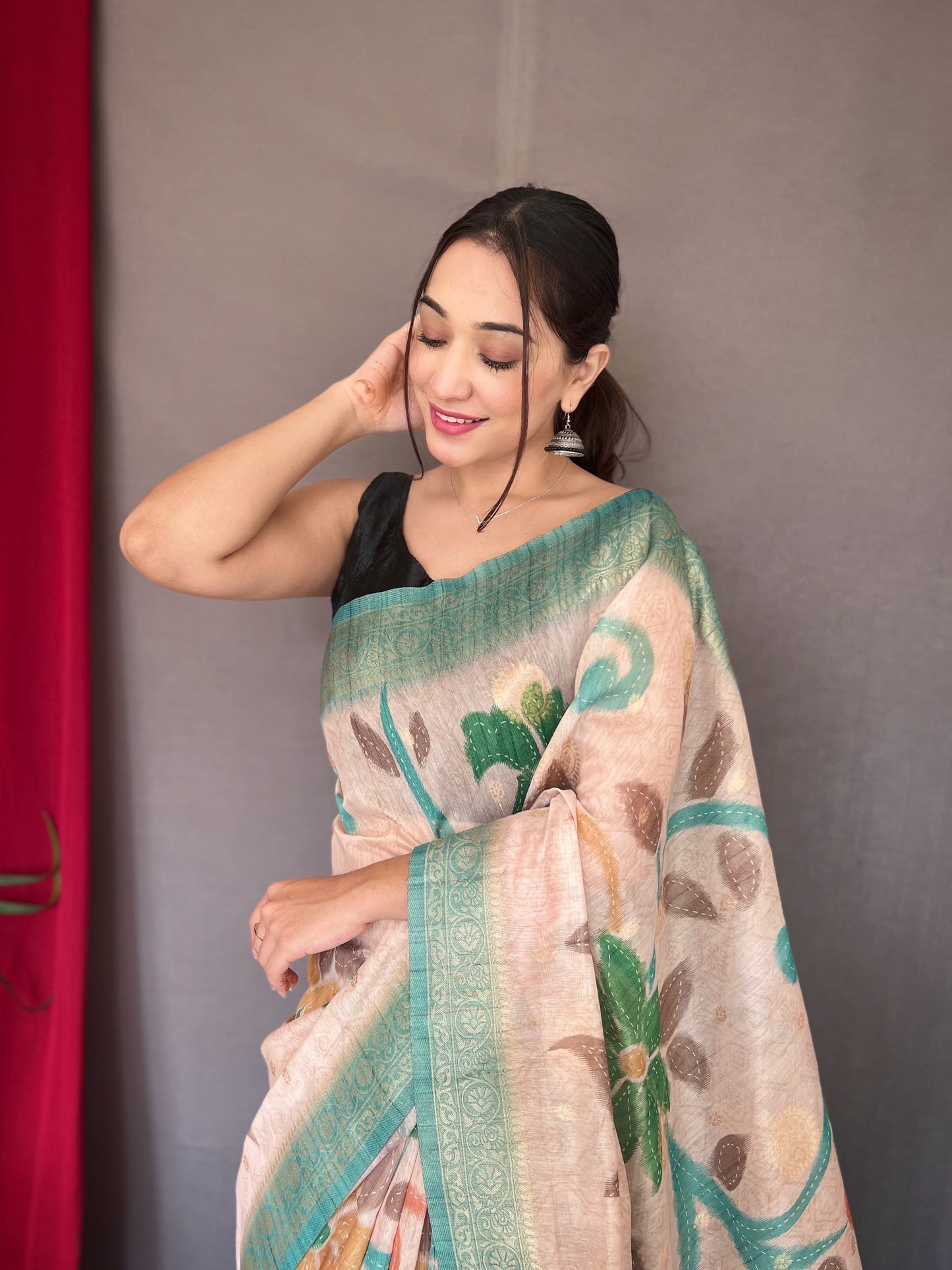 Women's Sky Blue Color Chanderi Banarasi Silk Saree Sky Blue