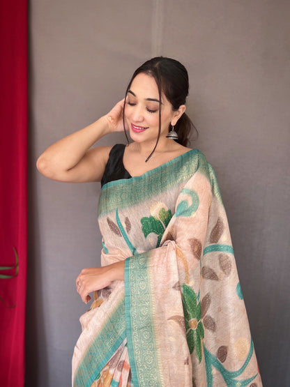 Women's Sky Blue Color Chanderi Banarasi Silk Saree Sky Blue