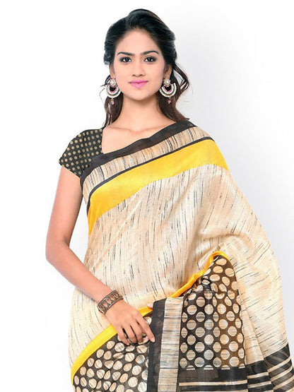 Women's Beige Art Silk Printed Saree