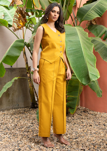 Women's Mustard Cotton Vest Coat (Top)