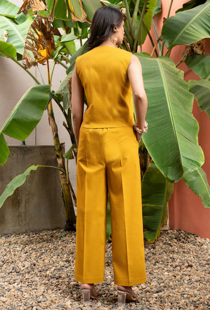 Women's Mustard Cotton Vest Co-ord Set